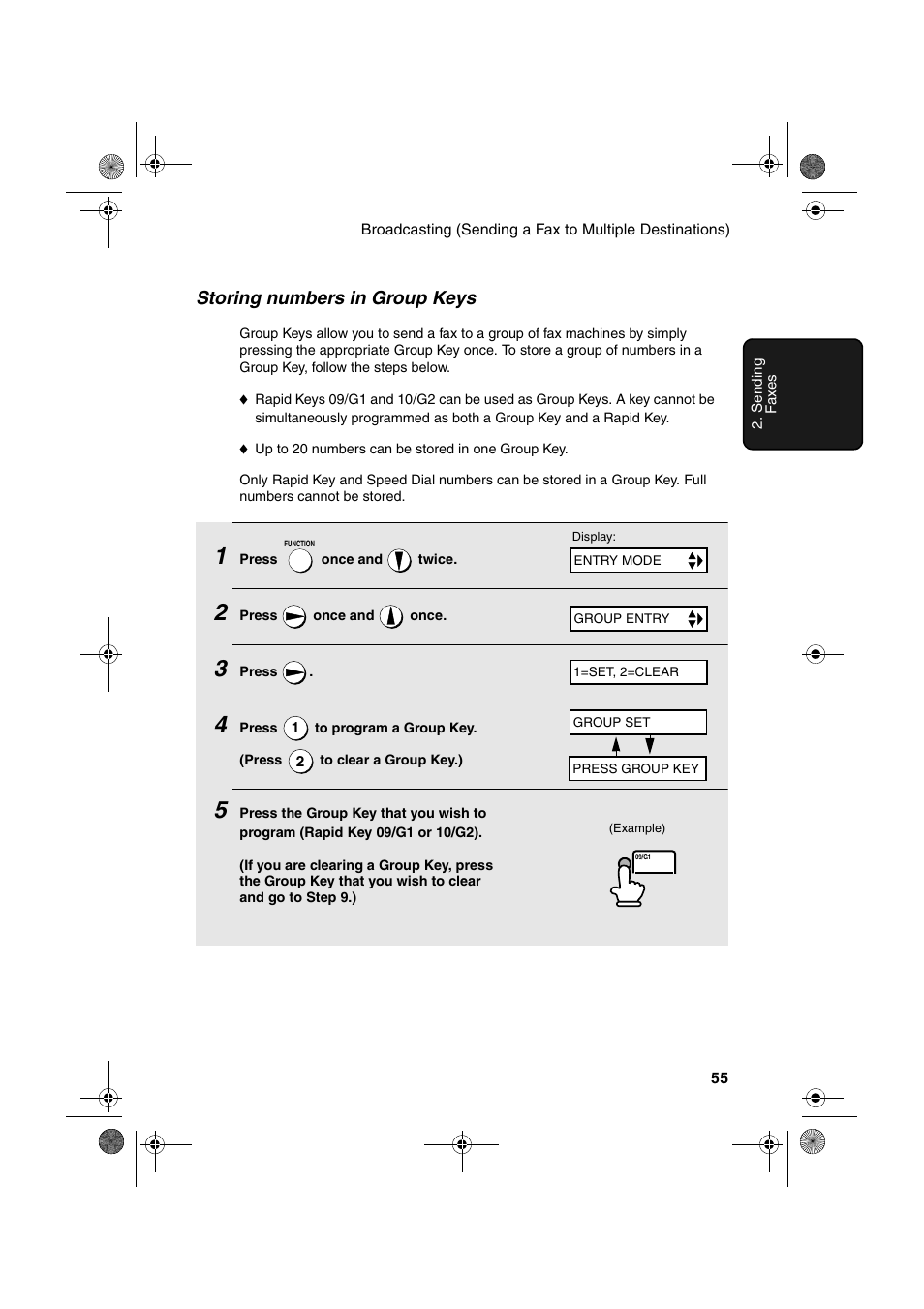 Storing numbers in group keys | Sharp FO-3150 User Manual | Page 57 / 124