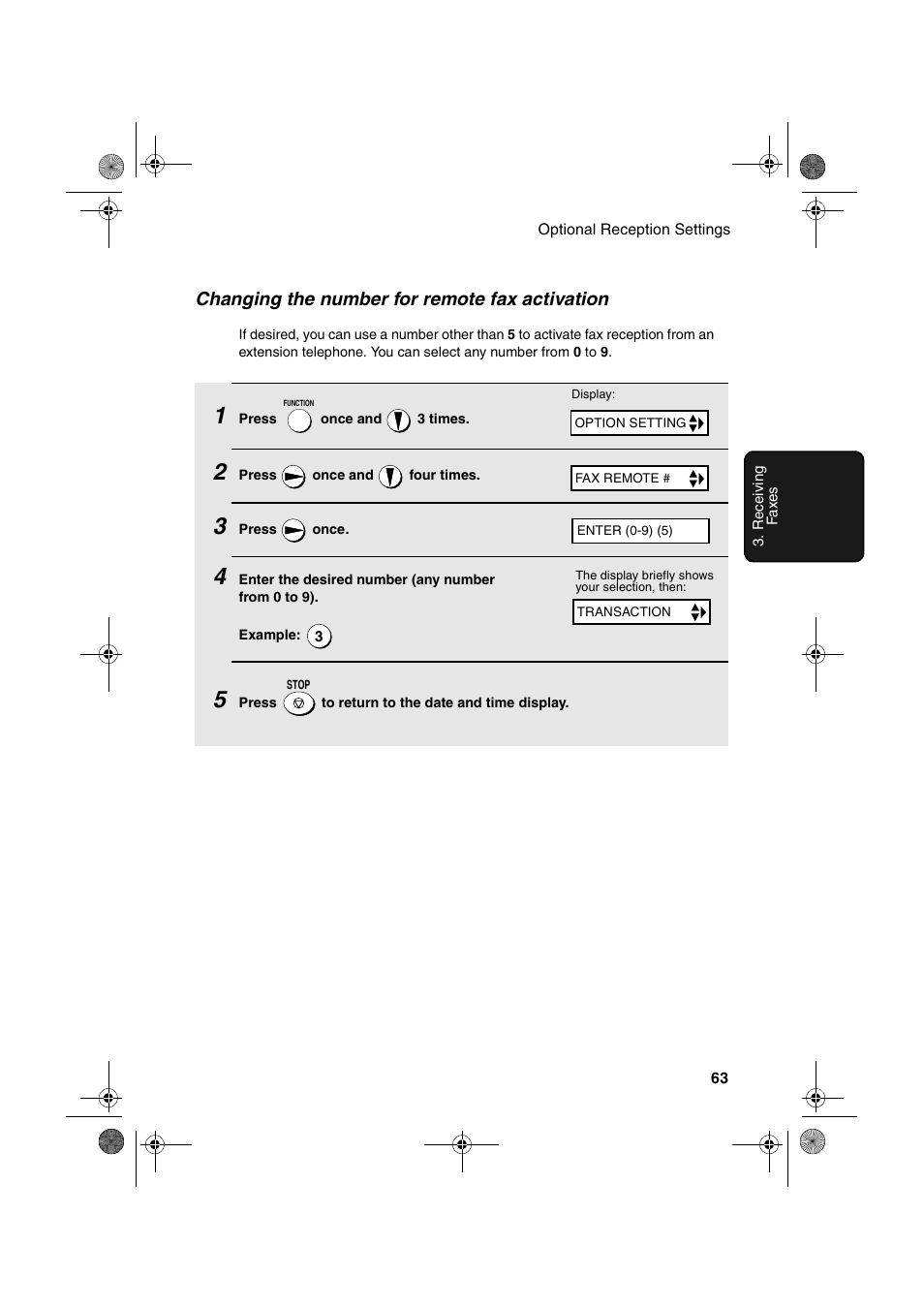 Changing the number for remote fax activation | Sharp FO-3150 User Manual | Page 65 / 124