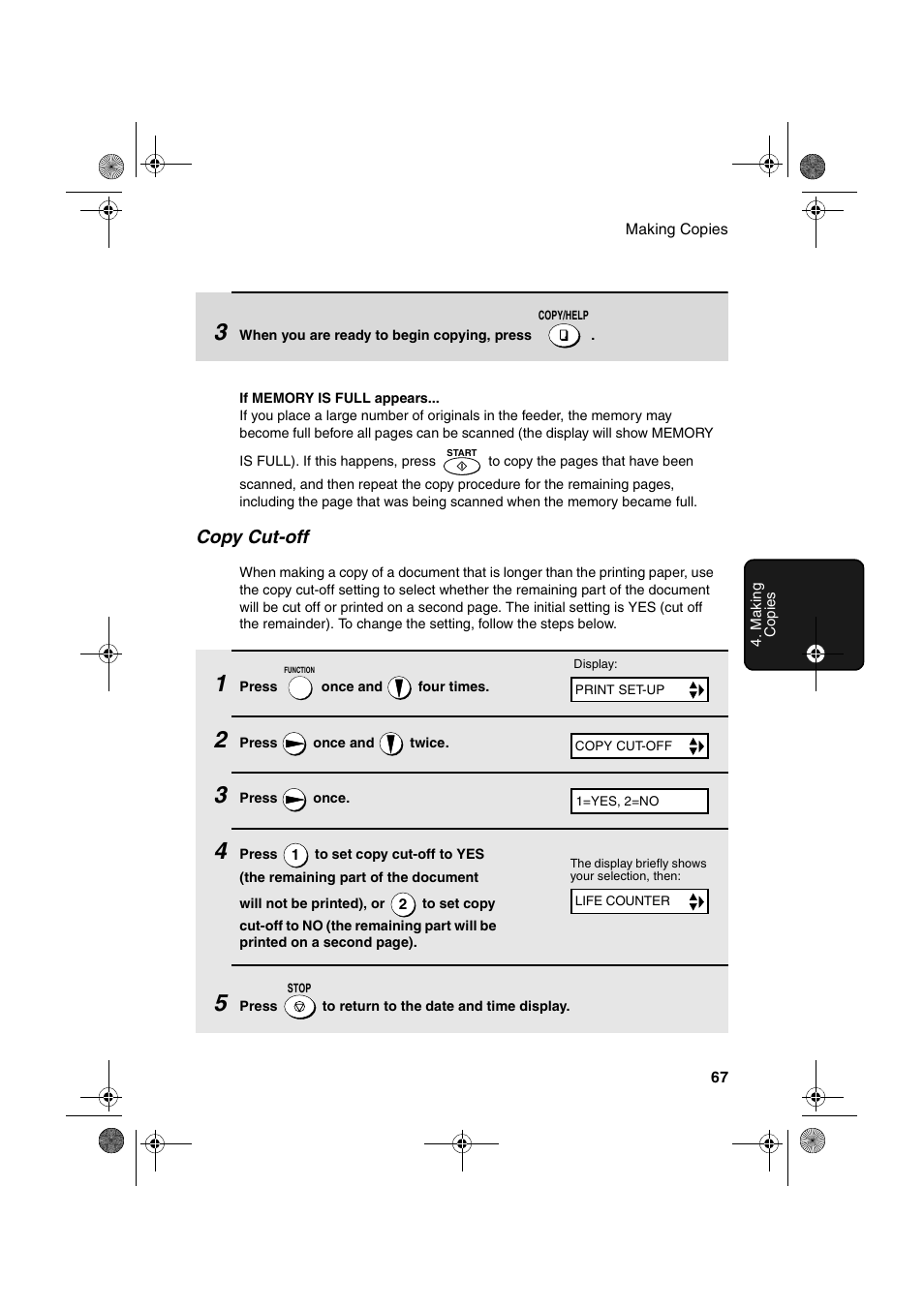 Copy cut-off | Sharp FO-3150 User Manual | Page 69 / 124