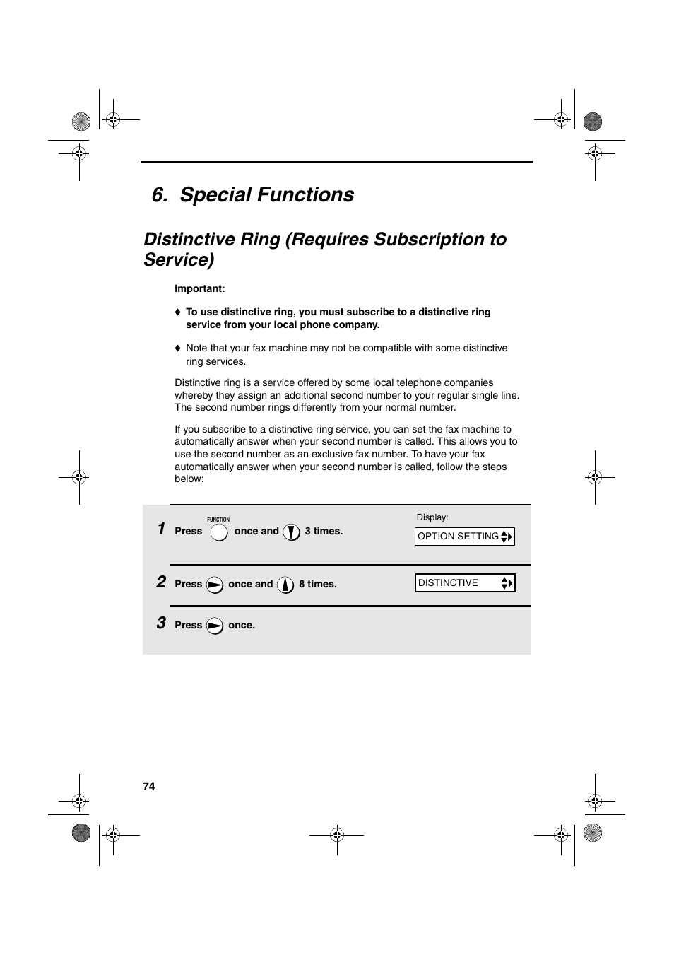 Special functions | Sharp FO-3150 User Manual | Page 76 / 124