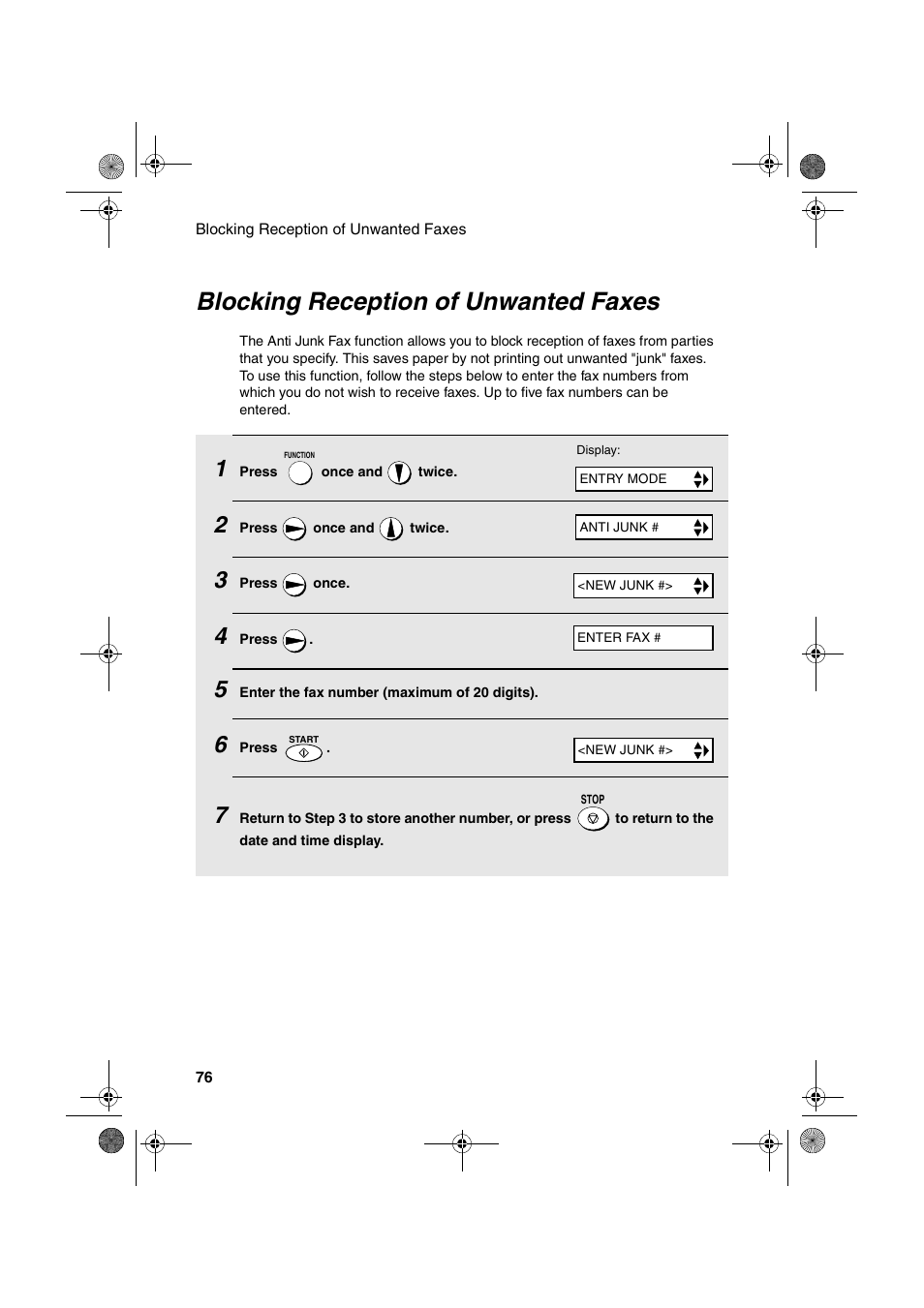 Blocking reception of unwanted faxes | Sharp FO-3150 User Manual | Page 78 / 124