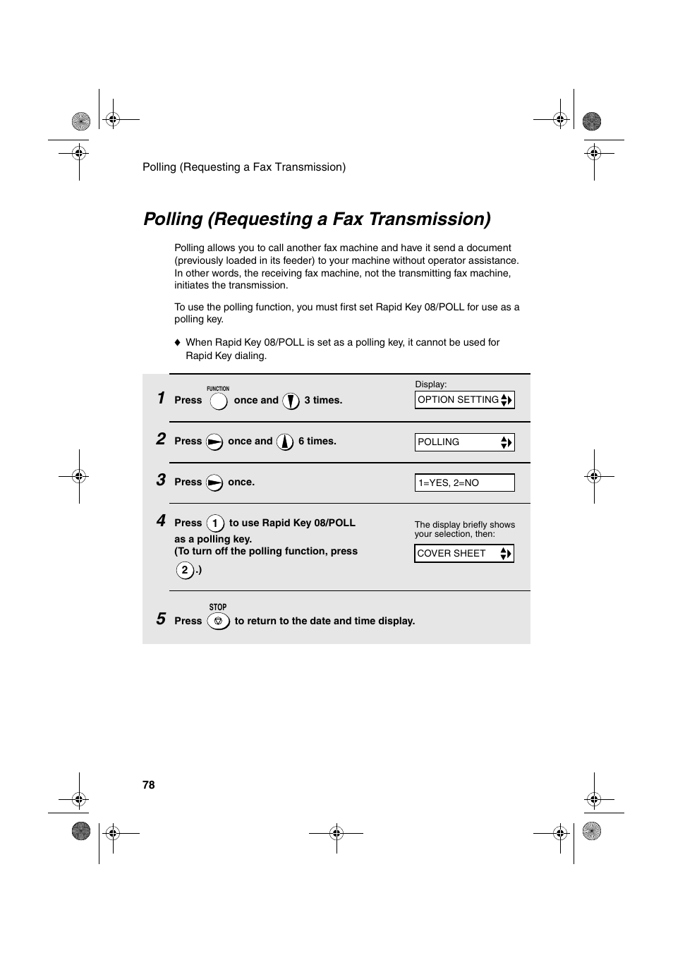 Polling (requesting a fax transmission) | Sharp FO-3150 User Manual | Page 80 / 124