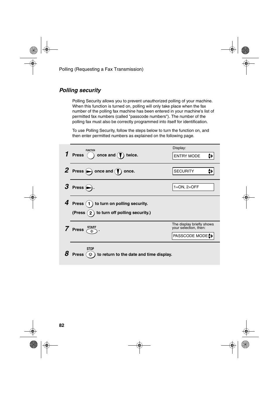 Polling security | Sharp FO-3150 User Manual | Page 84 / 124