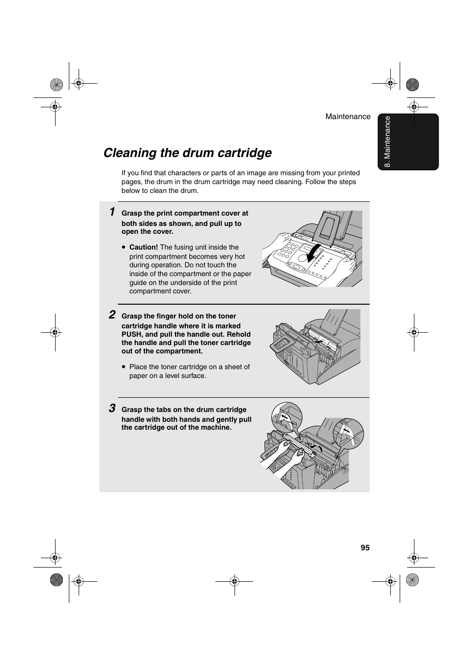 Cleaning the drum cartridge | Sharp FO-3150 User Manual | Page 97 / 124