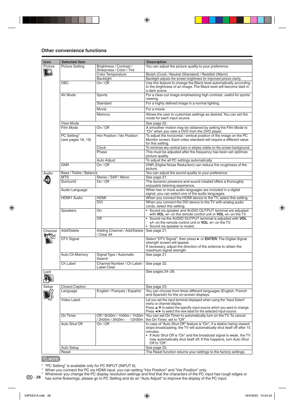 Other convenience functions | Sharp AQUOS LC-32DV28UT User Manual | Page 30 / 43