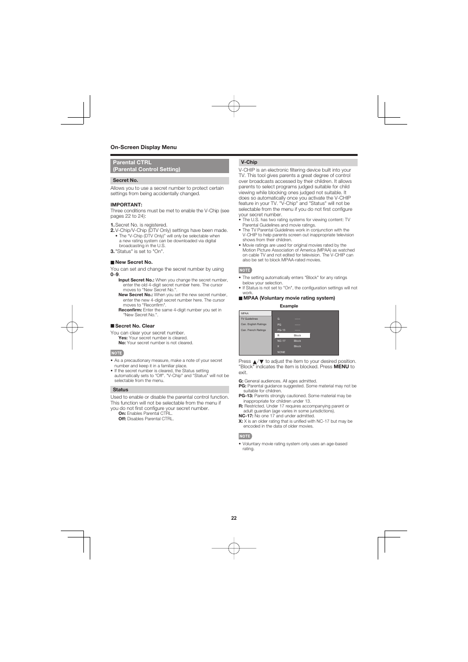 Parental ctrl (parental control setting) | Sharp AQUOS LC-40D68UT User Manual | Page 22 / 31