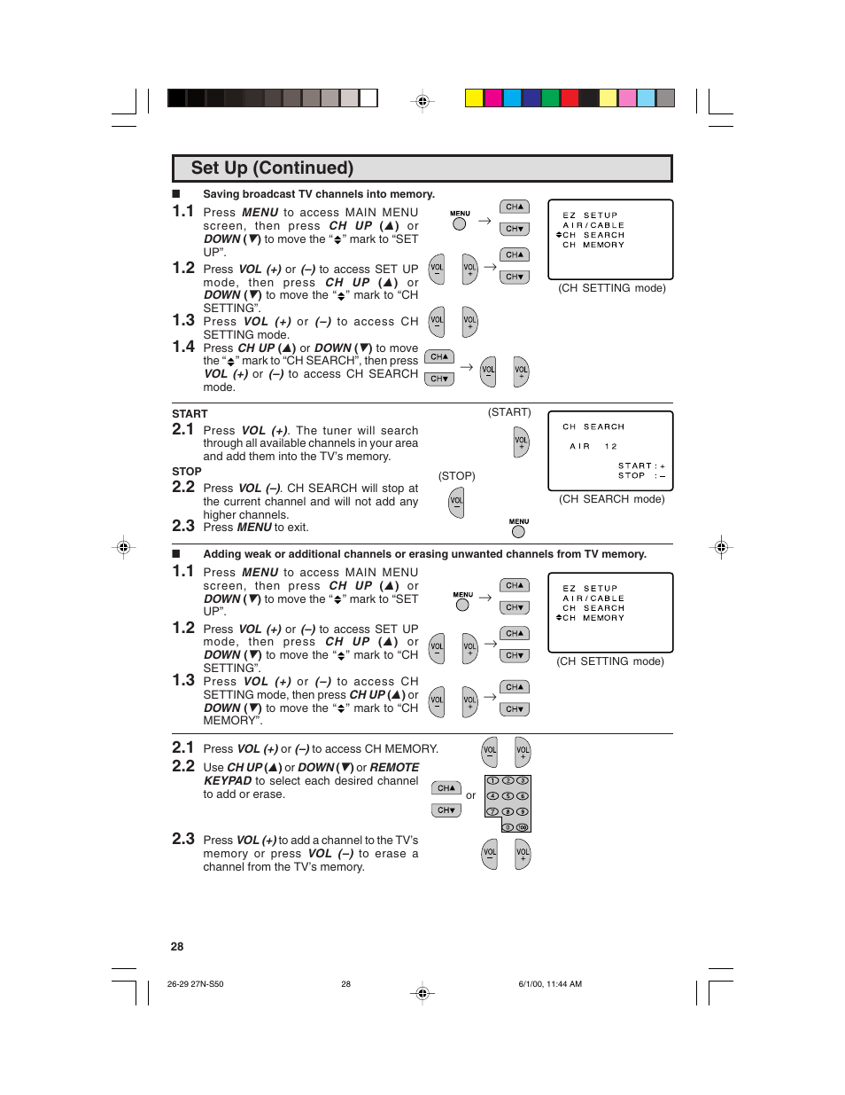 Set up (continued) | Sharp 27N S50 User Manual | Page 28 / 36