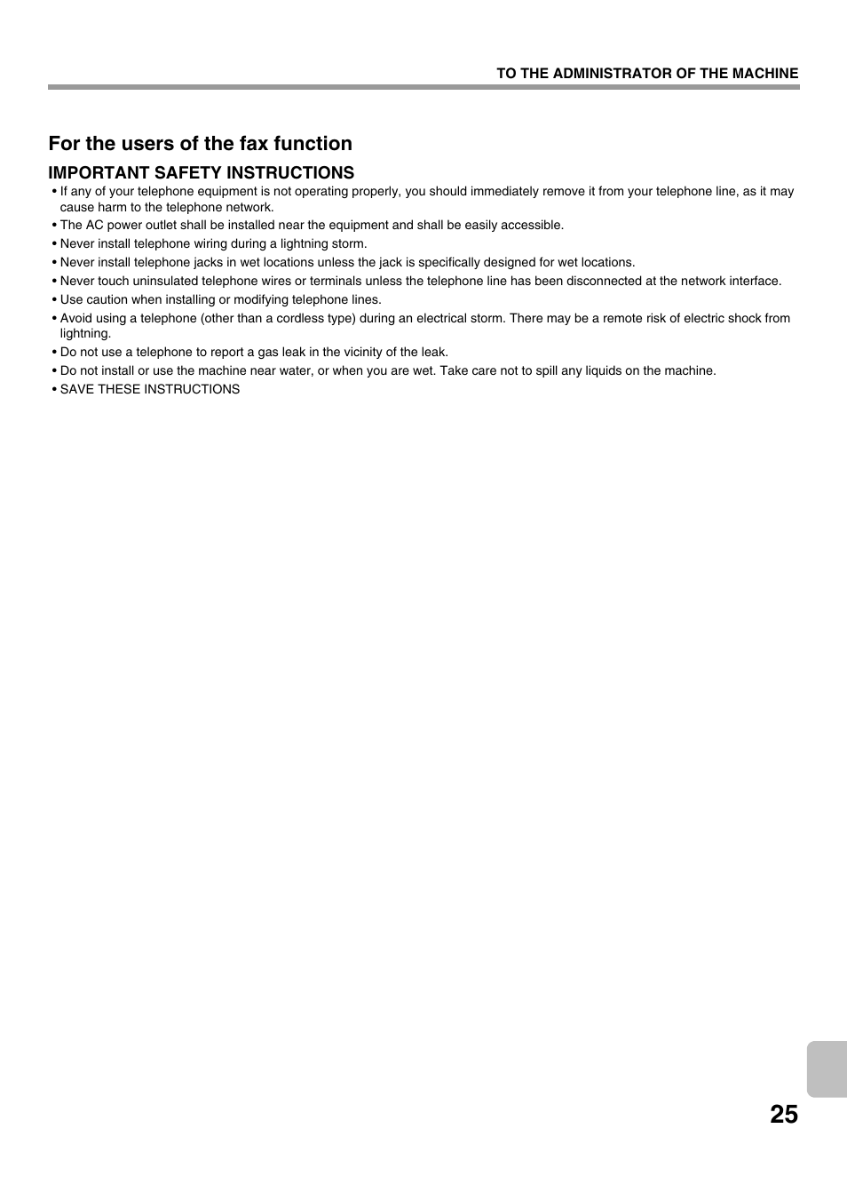 For the users of the fax function | Sharp MX-M1100 User Manual | Page 27 / 32