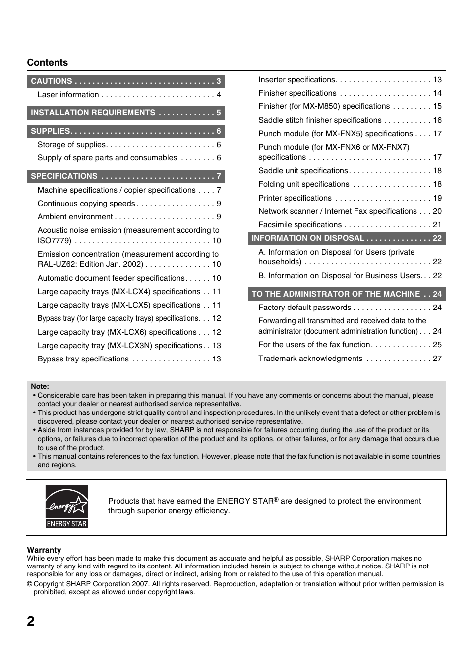 Sharp MX-M1100 User Manual | Page 4 / 32