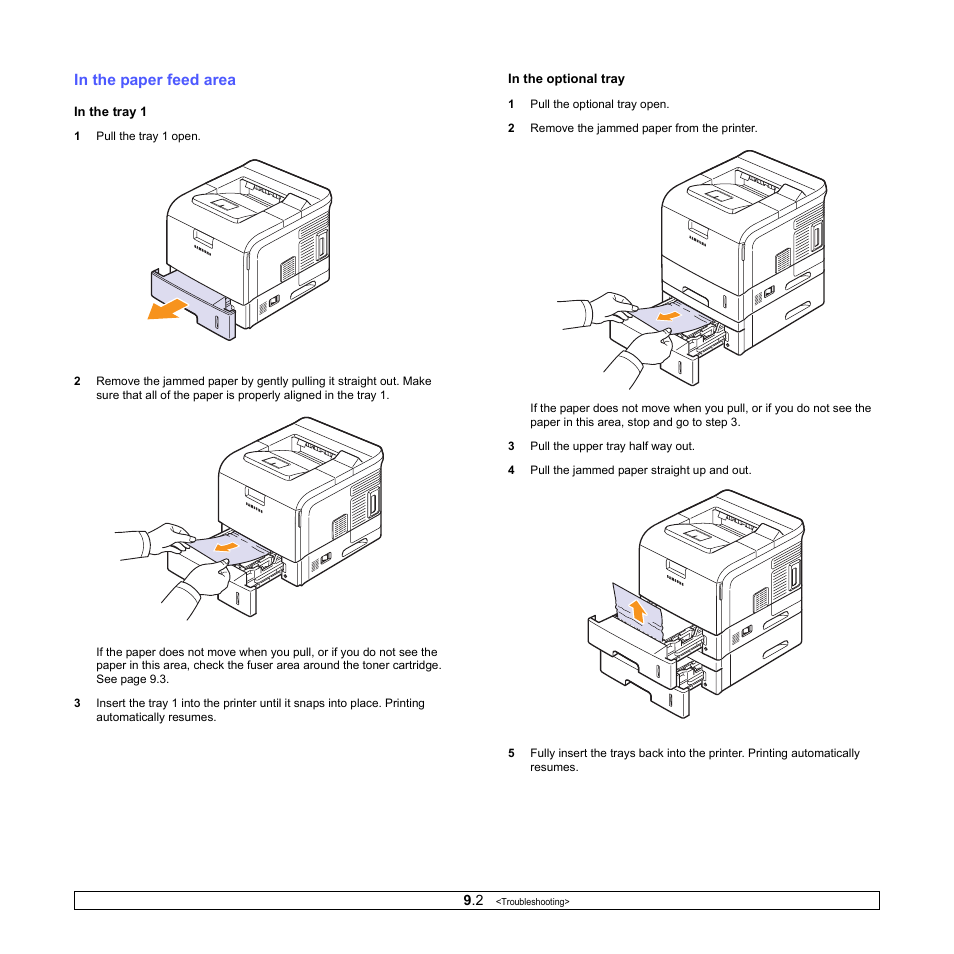 In the paper feed area, E 9.2 | Sharp ML-4550 User Manual | Page 48 / 112