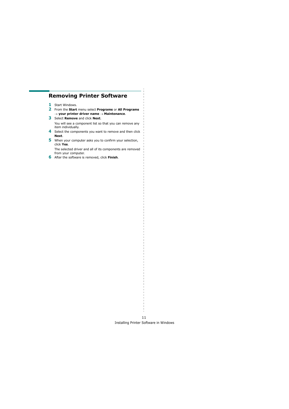 Removing printer software | Sharp ML-4550 User Manual | Page 83 / 112