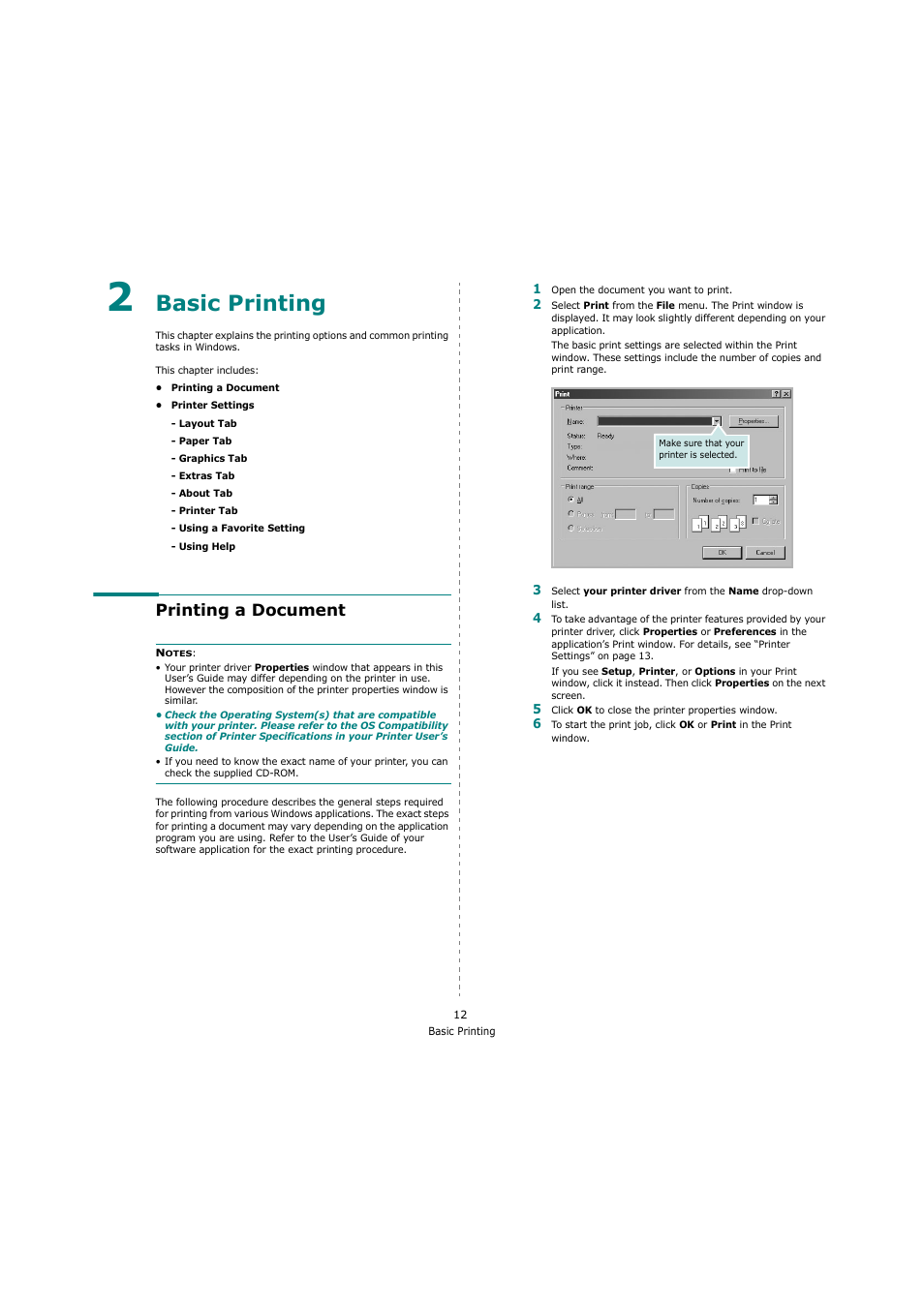Basic printing, Printing a document, Chapter 2 | Sharp ML-4550 User Manual | Page 84 / 112