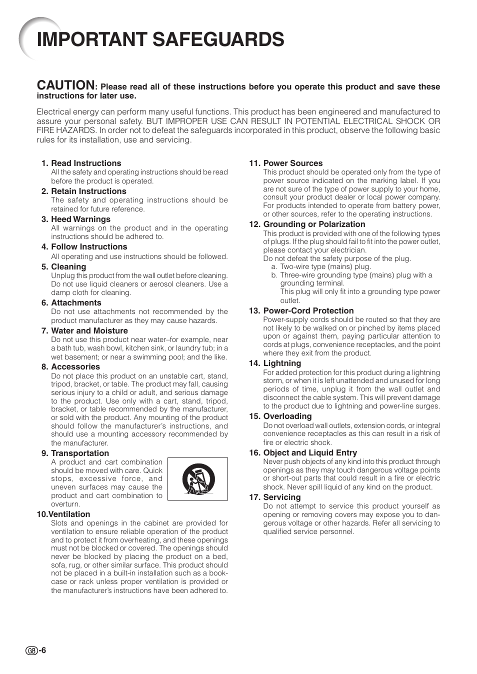 Important safeguards, Caution | Sharp XG-C58X User Manual | Page 10 / 105