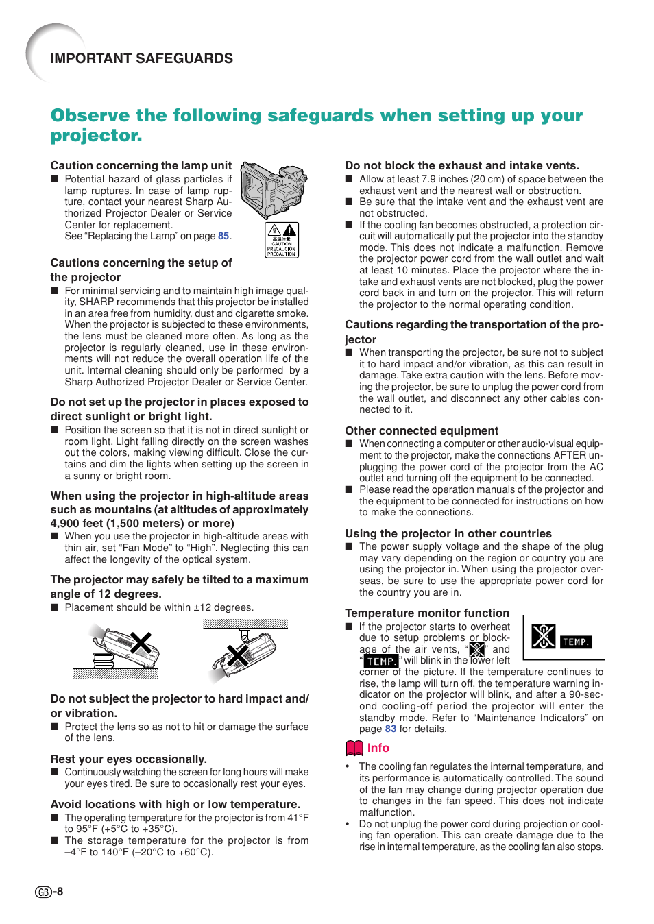 Important safeguards | Sharp XG-C58X User Manual | Page 12 / 105