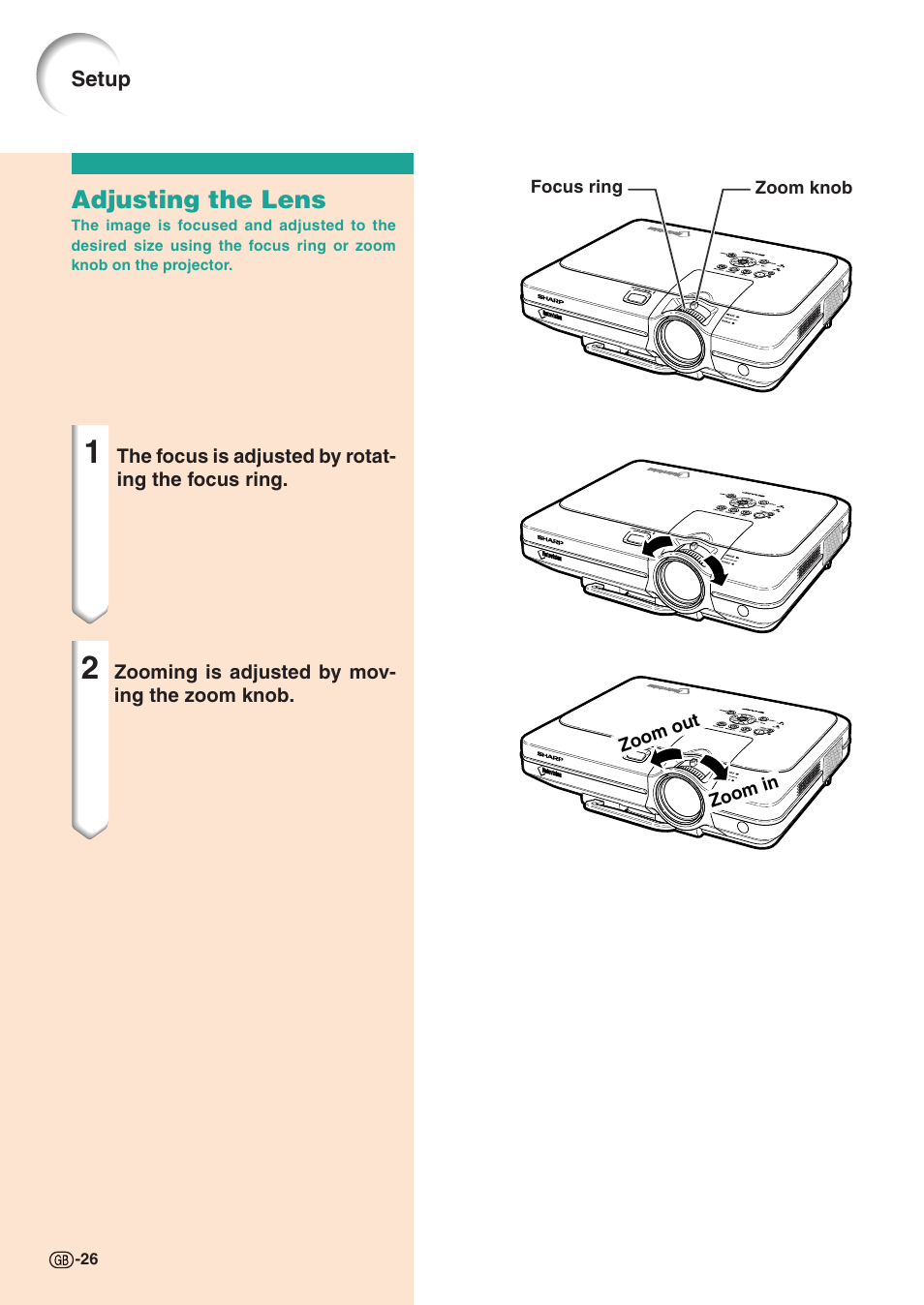 Adjusting the lens | Sharp XG-C58X User Manual | Page 30 / 105