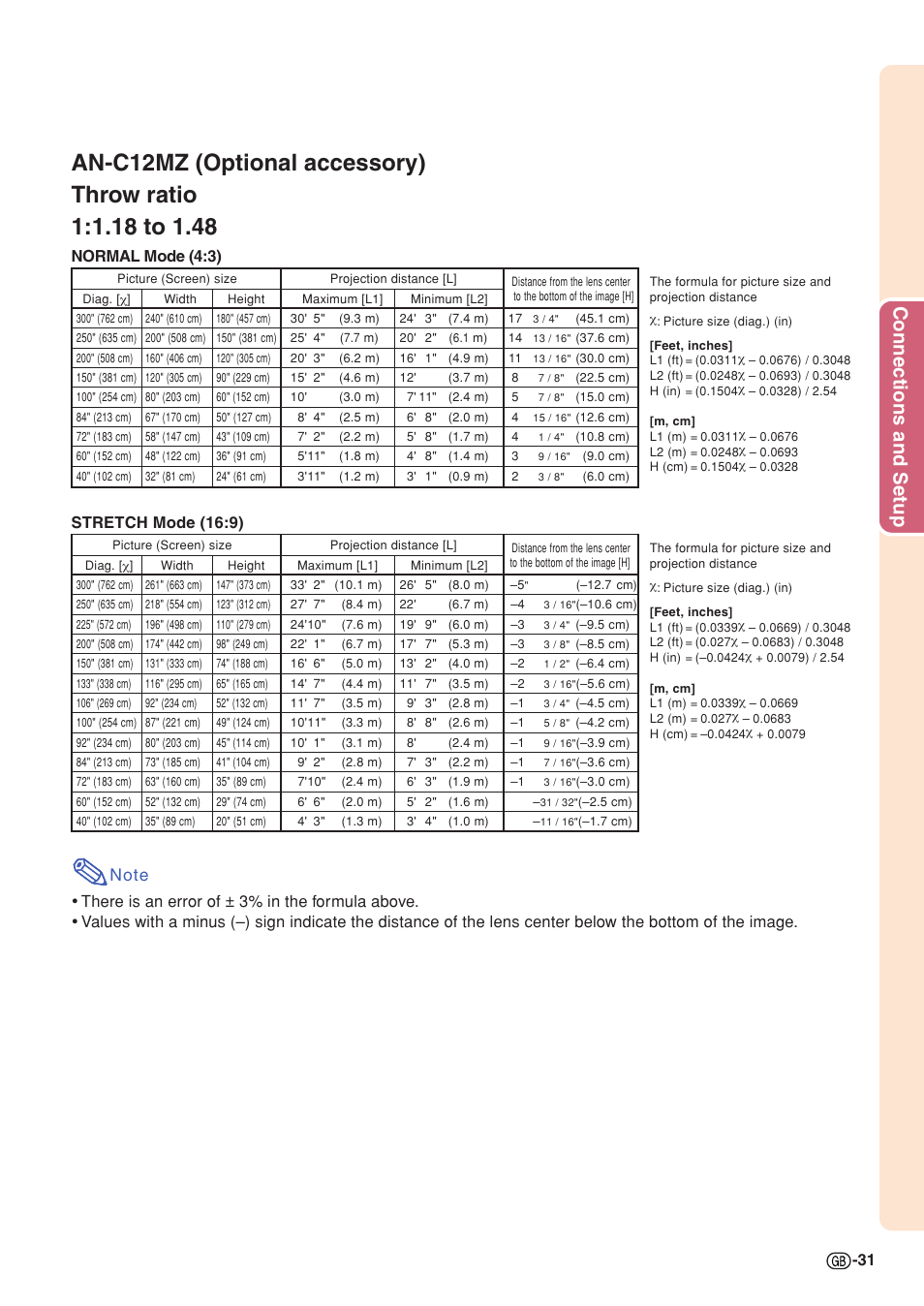 Connections and setup, Normal mode (4:3) | Sharp XG-C58X User Manual | Page 35 / 105