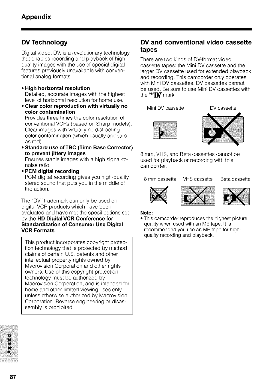 High horizontal resolution, Note | Sharp VIEWCAM VL-WD650U User Manual | Page 102 / 120