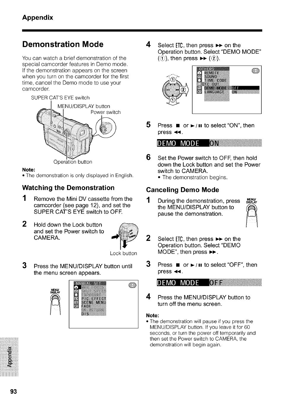 Demonstration mode | Sharp VIEWCAM VL-WD650U User Manual | Page 108 / 120