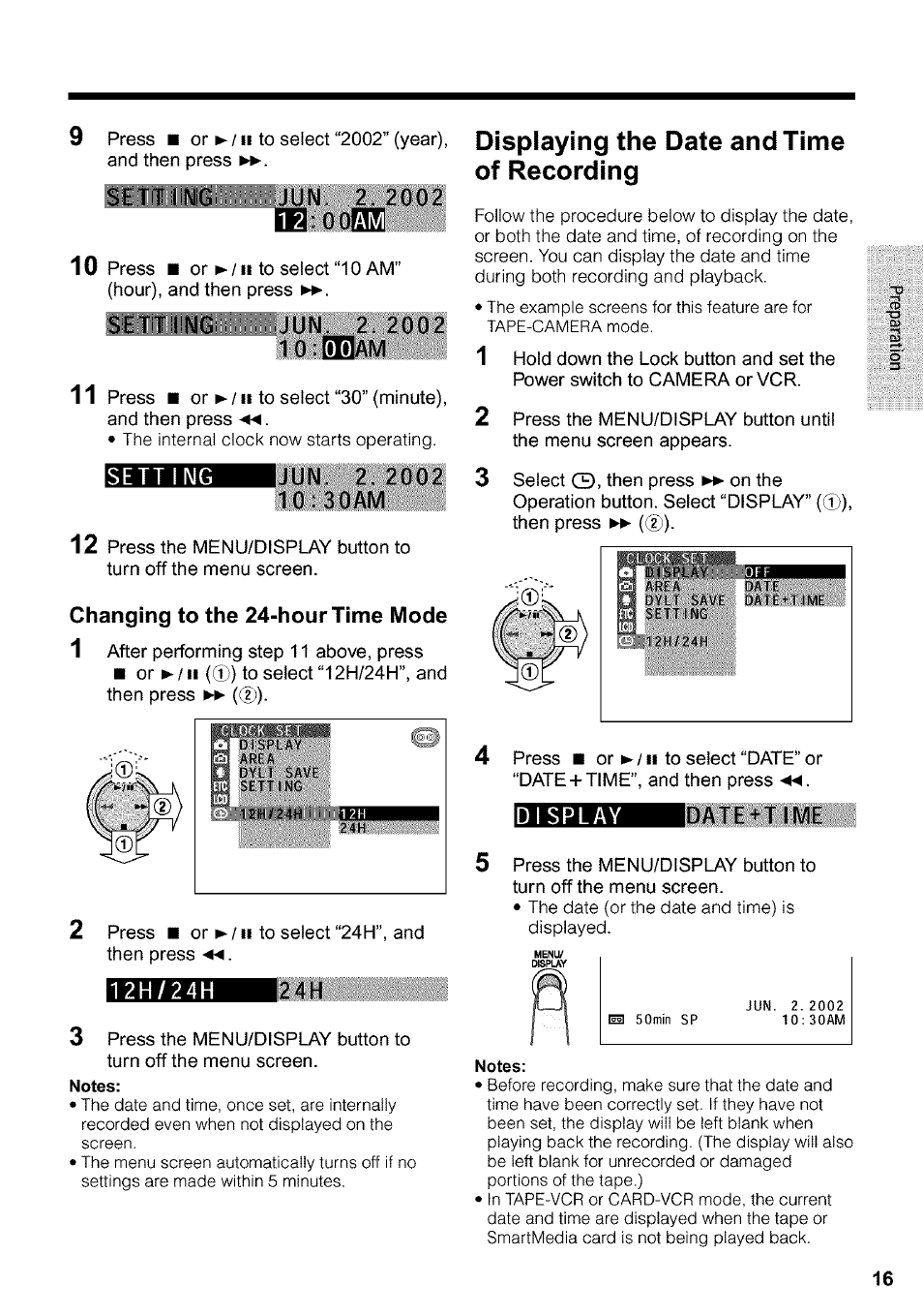 Displaying the date and time of recording | Sharp VIEWCAM VL-WD650U User Manual | Page 31 / 120