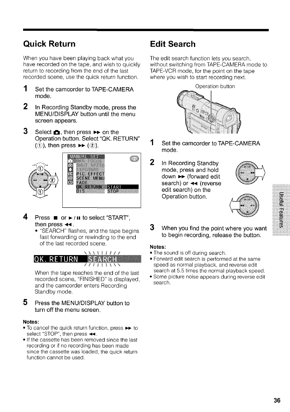 Quick return edit search | Sharp VIEWCAM VL-WD650U User Manual | Page 51 / 120