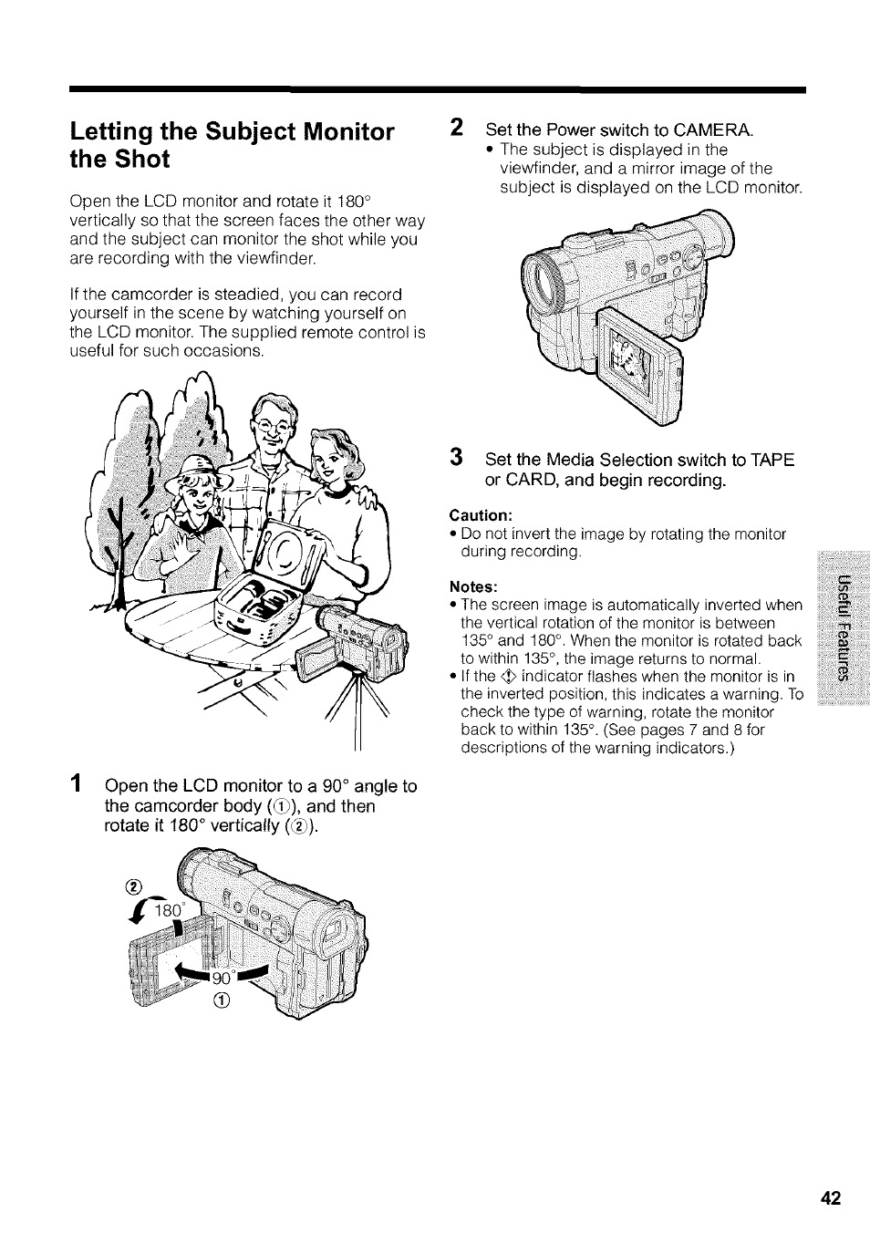 Letting the subject monitor the shot, Caution, Notes | Sharp VIEWCAM VL-WD650U User Manual | Page 57 / 120