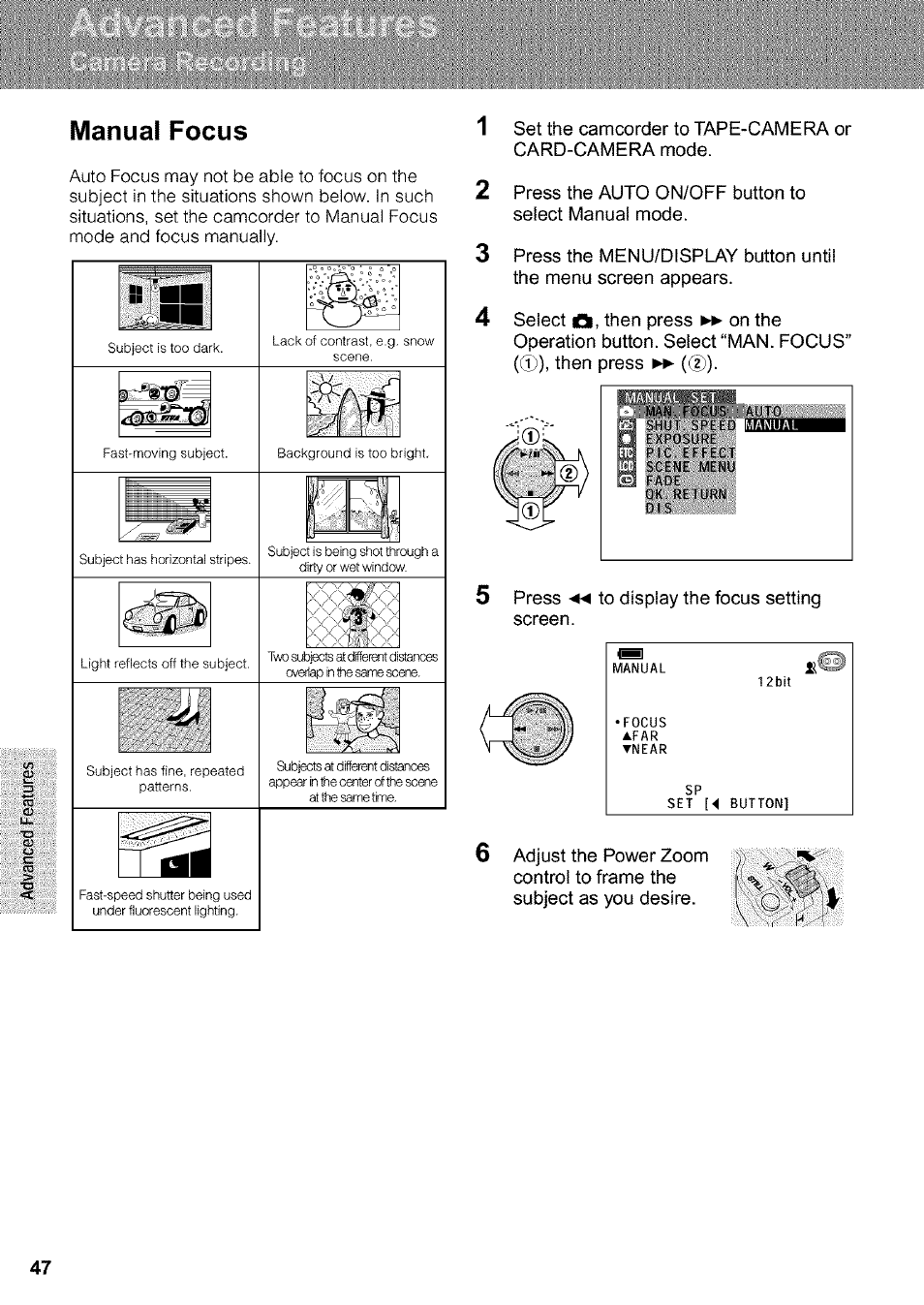 Manual focus | Sharp VIEWCAM VL-WD650U User Manual | Page 62 / 120