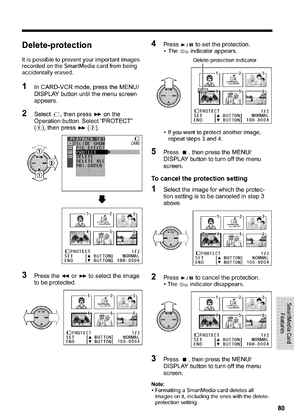 Delete-protection, To cancel the protection setting, Ij j | Sharp VIEWCAM VL-WD650U User Manual | Page 95 / 120