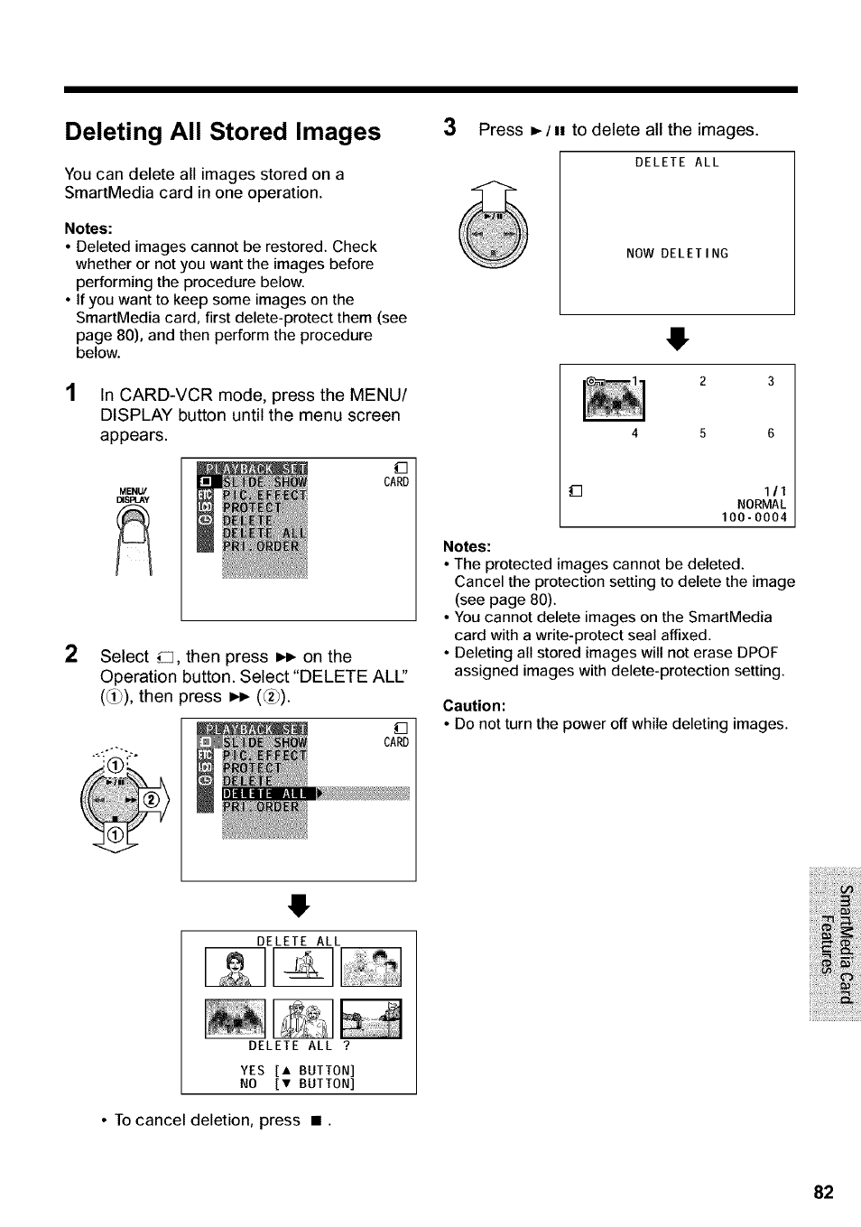 Deleting all stored images, Notes, Caution | Sharp VIEWCAM VL-WD650U User Manual | Page 97 / 120
