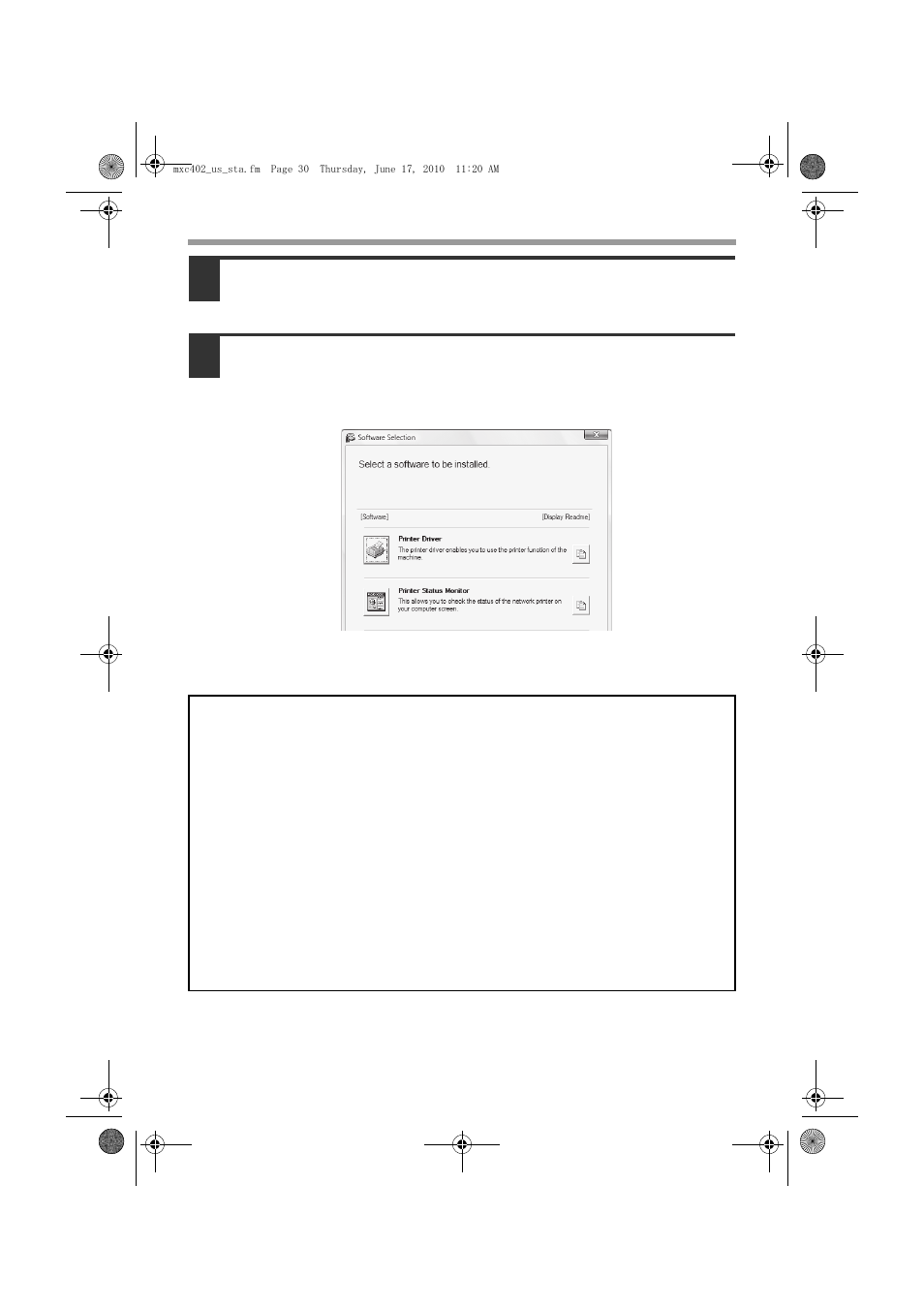 The software selection screen appears | Sharp TINSE4796FCZZ User Manual | Page 32 / 58