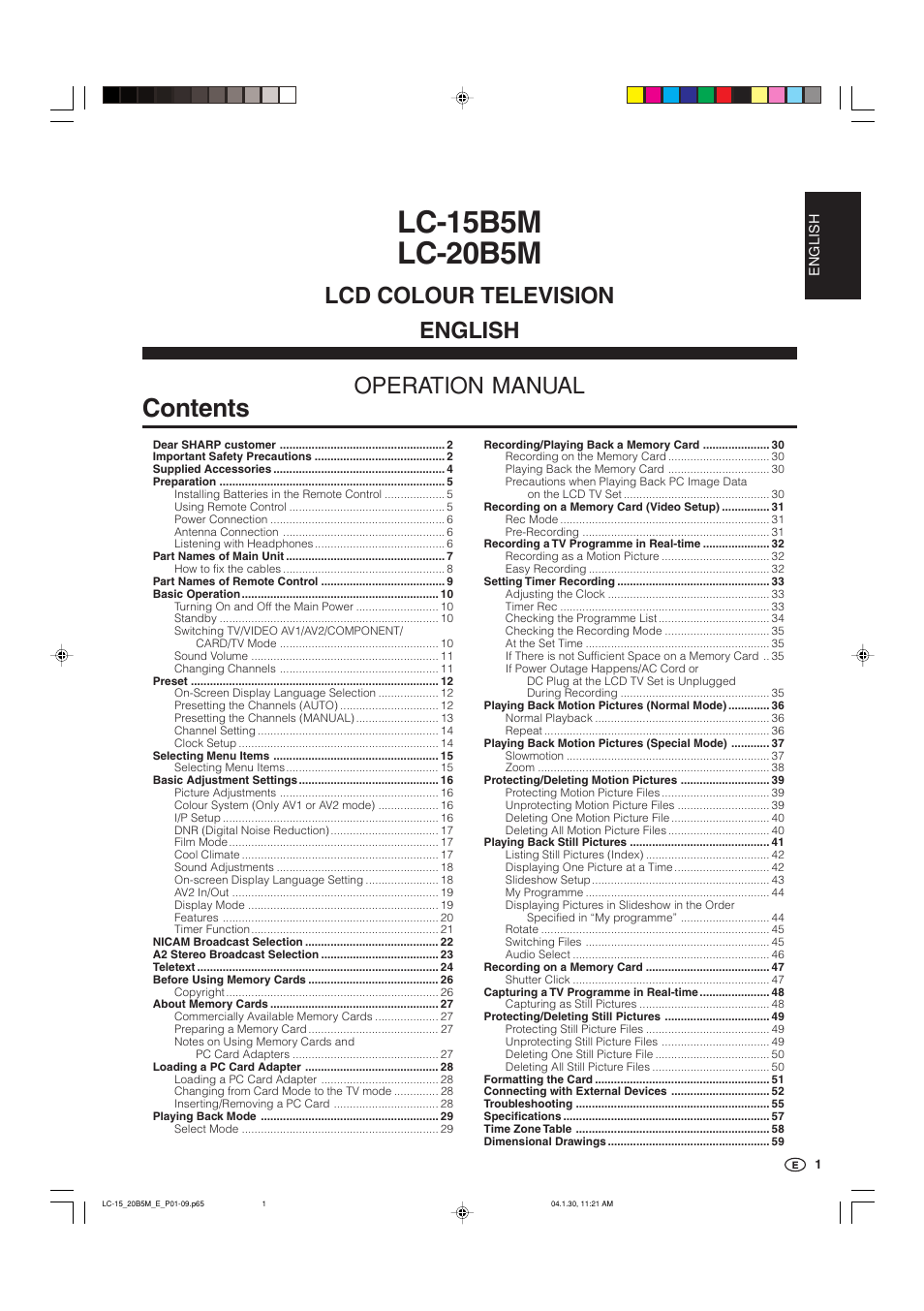 Sharp AQUOS LC-20B5M User Manual | Page 2 / 61