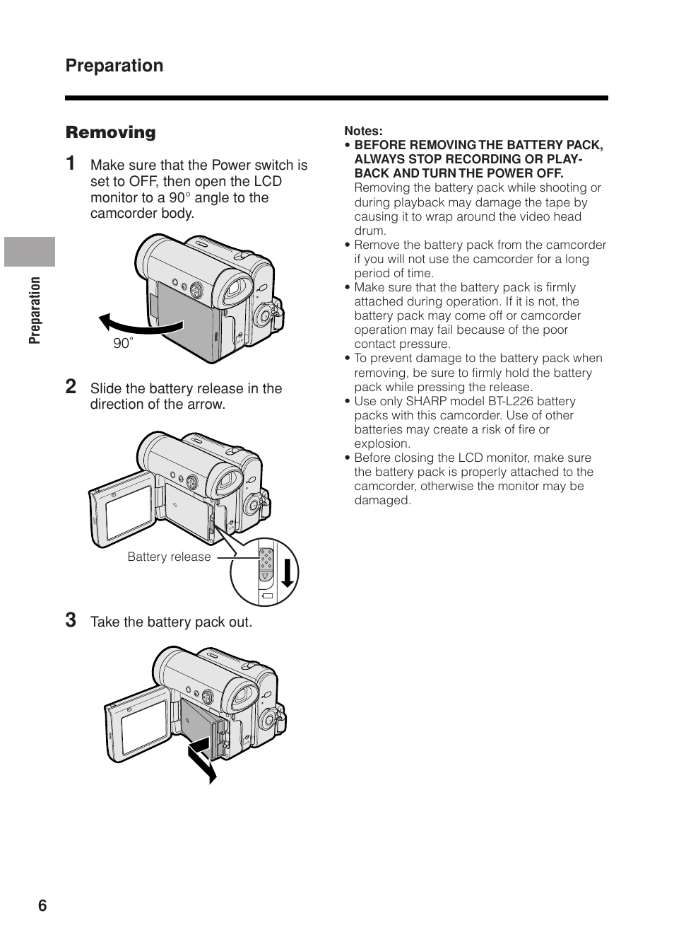 Preparation | Sharp VL Z 1 H User Manual | Page 18 / 88