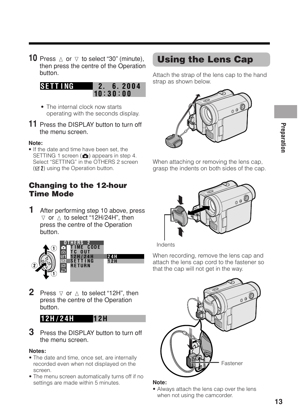 Using the lens cap | Sharp VL Z 1 H User Manual | Page 25 / 88