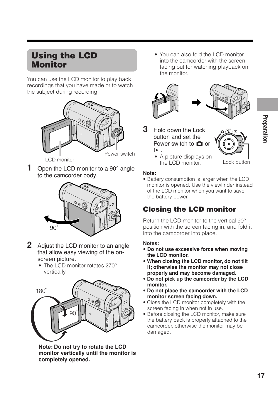 Using the lcd monitor, Closing the lcd monitor | Sharp VL Z 1 H User Manual | Page 29 / 88