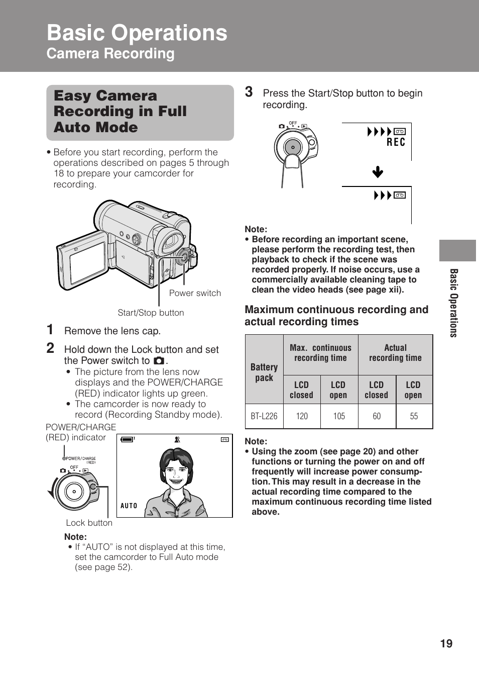 Basic operations, Easy camera recording in full auto mode, Camera recording | Sharp VL Z 1 H User Manual | Page 31 / 88