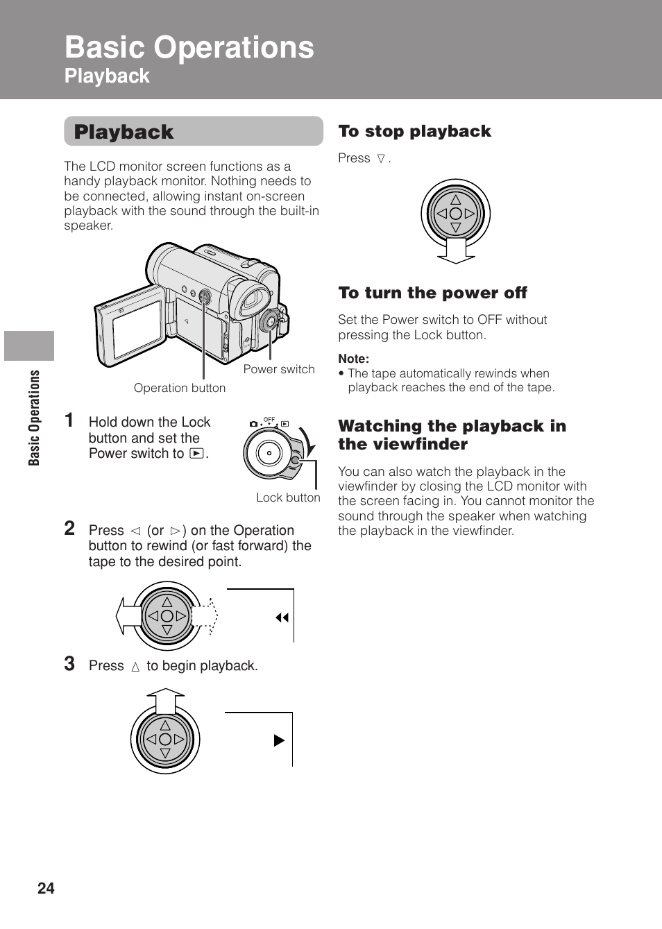 Basic operations, Playback | Sharp VL Z 1 H User Manual | Page 36 / 88