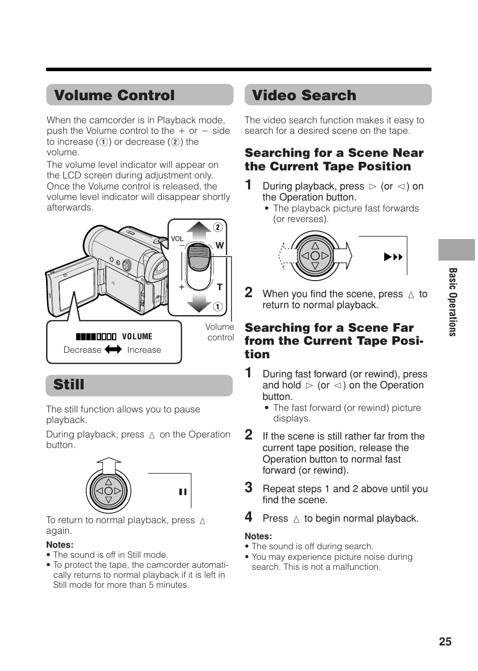 Video search, Still, Volume control | Sharp VL Z 1 H User Manual | Page 37 / 88