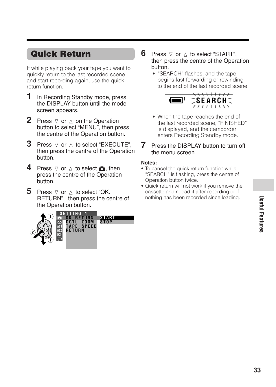 Quick return | Sharp VL Z 1 H User Manual | Page 45 / 88
