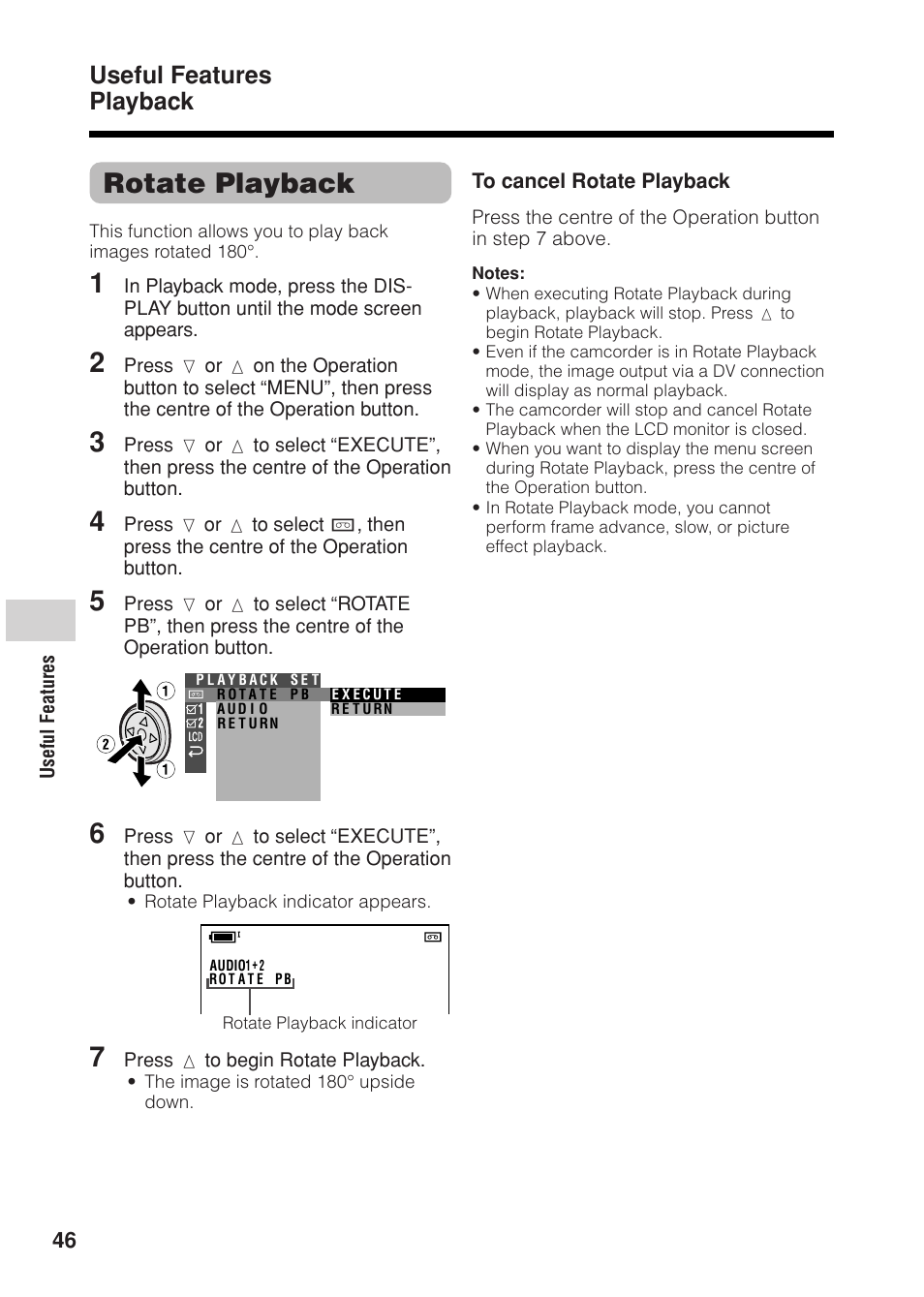 Rotate playback, Useful features playback | Sharp VL Z 1 H User Manual | Page 58 / 88