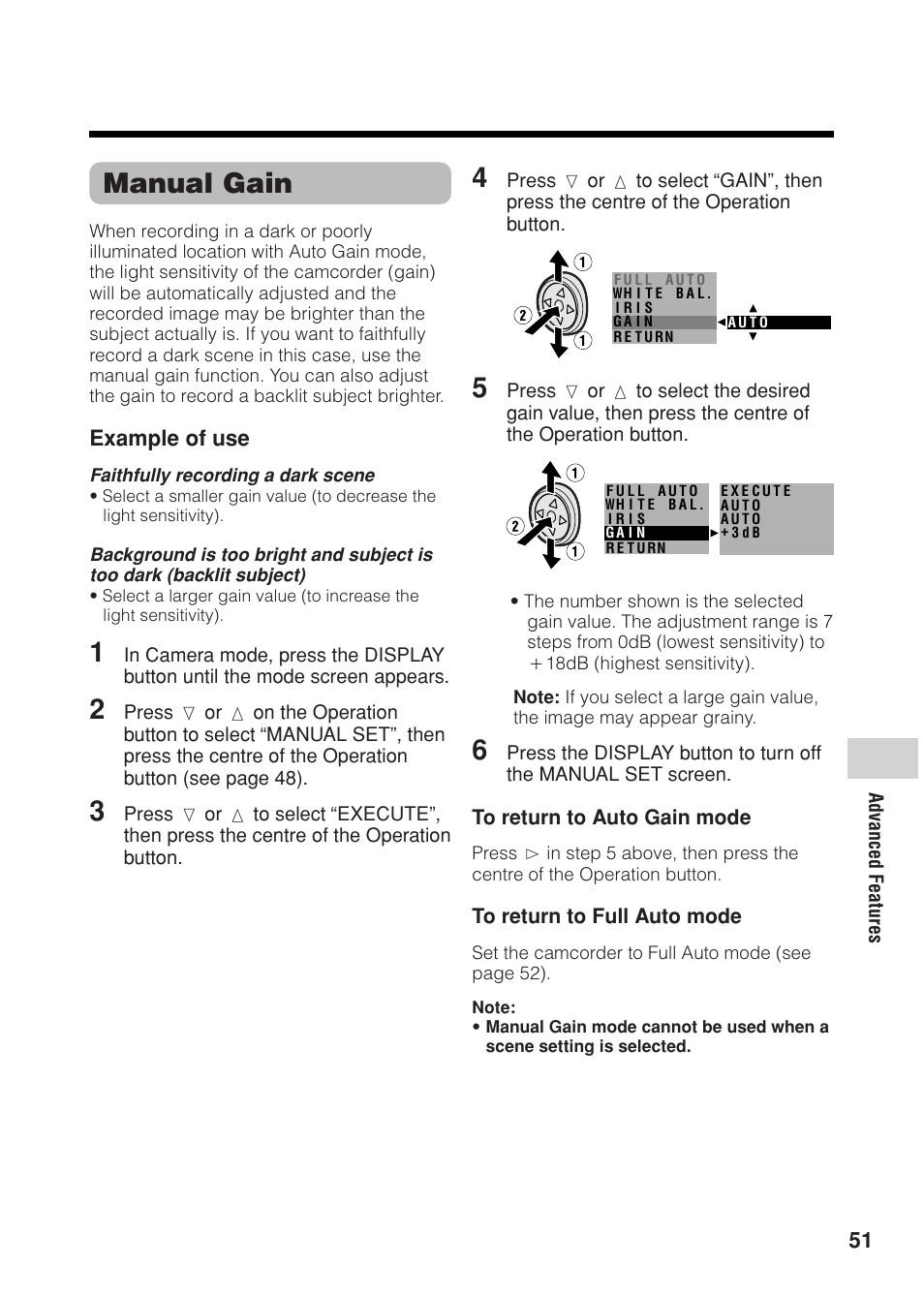 Manual gain | Sharp VL Z 1 H User Manual | Page 63 / 88