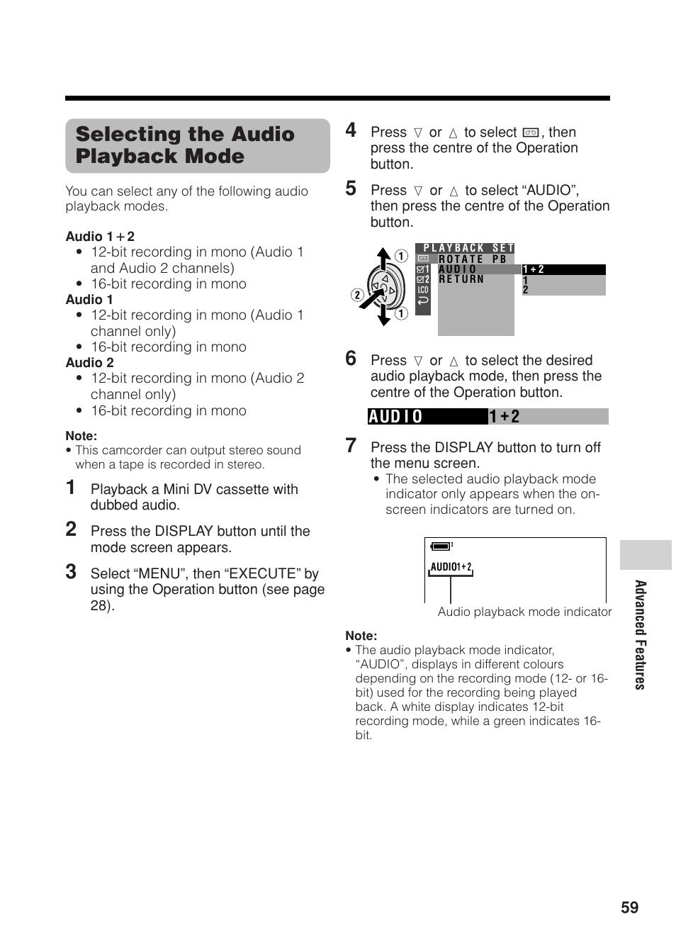 Selecting the audio playback mode | Sharp VL Z 1 H User Manual | Page 71 / 88