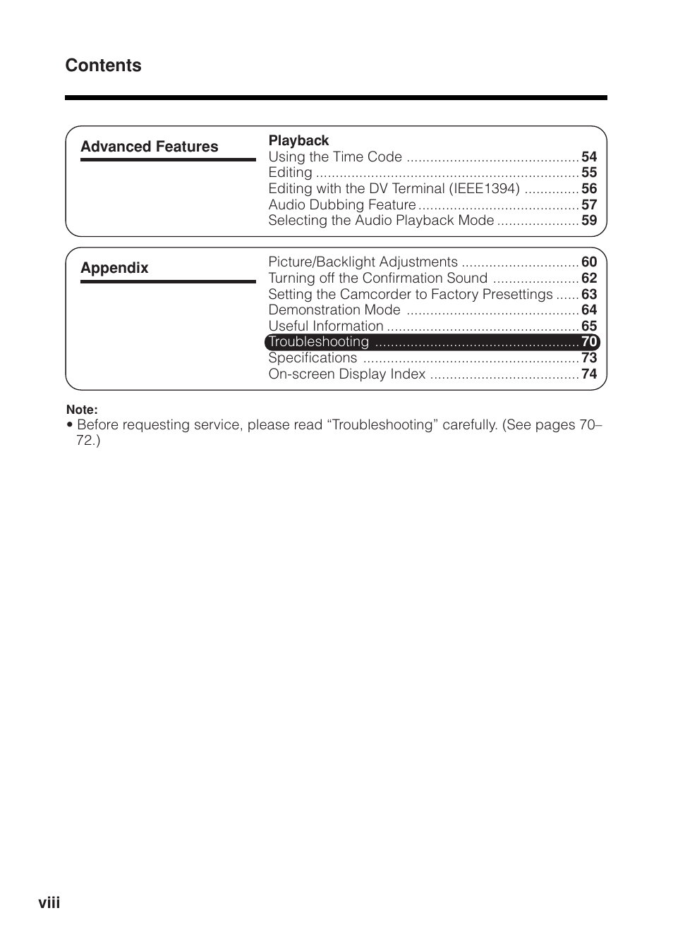Sharp VL Z 1 H User Manual | Page 8 / 88