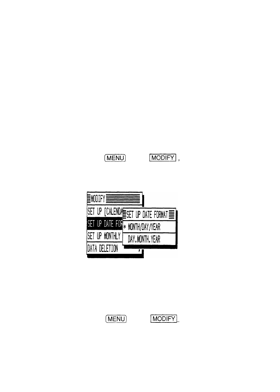 Changing the calendar display format | Sharp IQ-8900 User Manual | Page 289 / 322