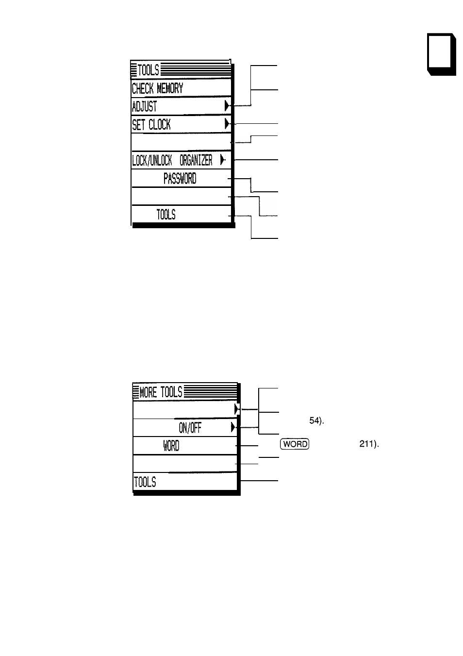 Lcd set start-up display, Delete, Set daily alarms more | Sharp IQ-8900 User Manual | Page 84 / 322