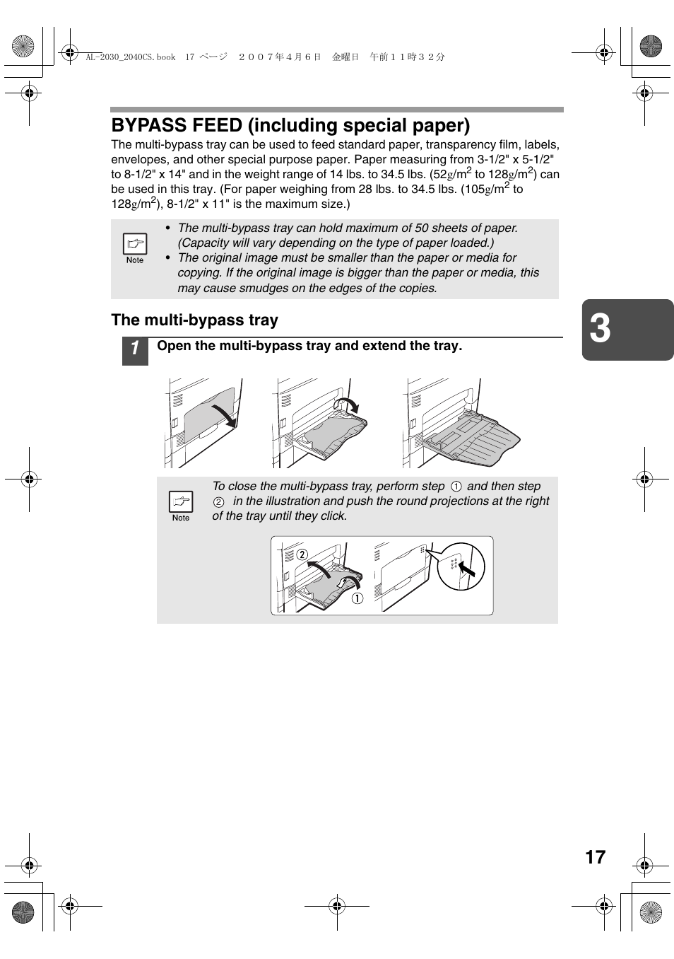 Bypass feed (including special paper) | Sharp AL-2030 User Manual | Page 19 / 92