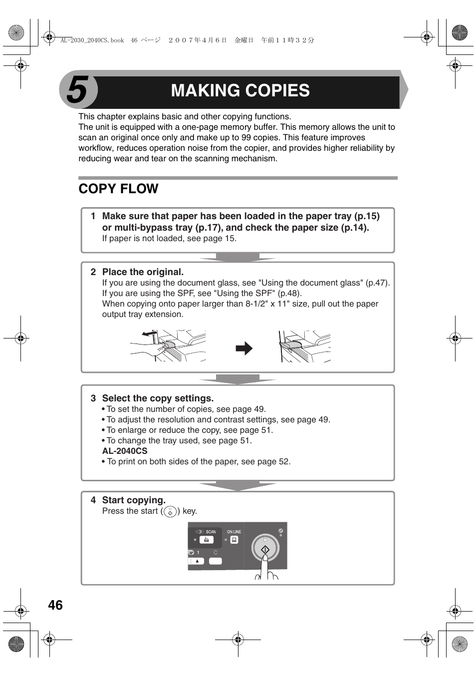 Making copies | Sharp AL-2030 User Manual | Page 48 / 92