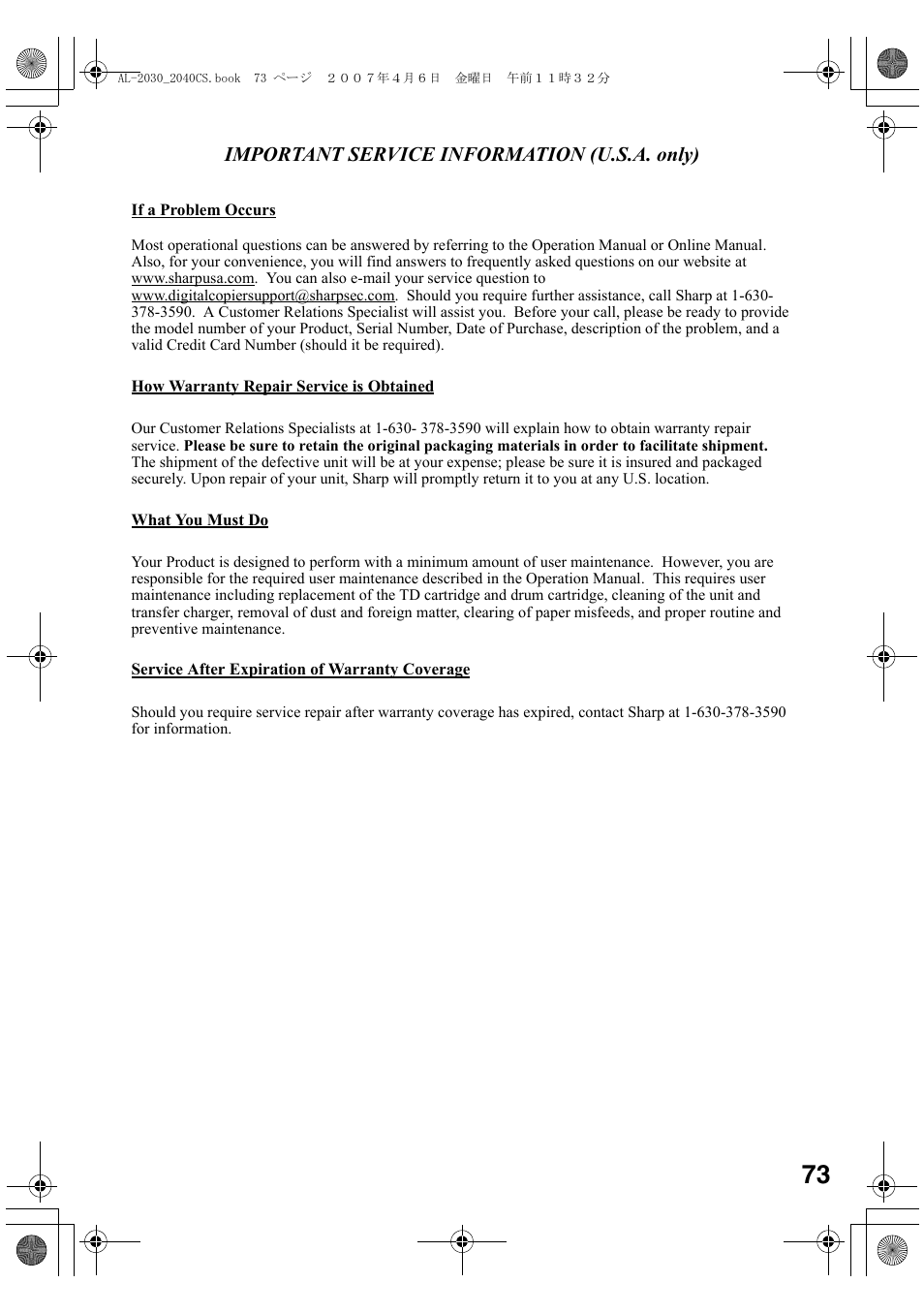 Sharp AL-2030 User Manual | Page 75 / 92