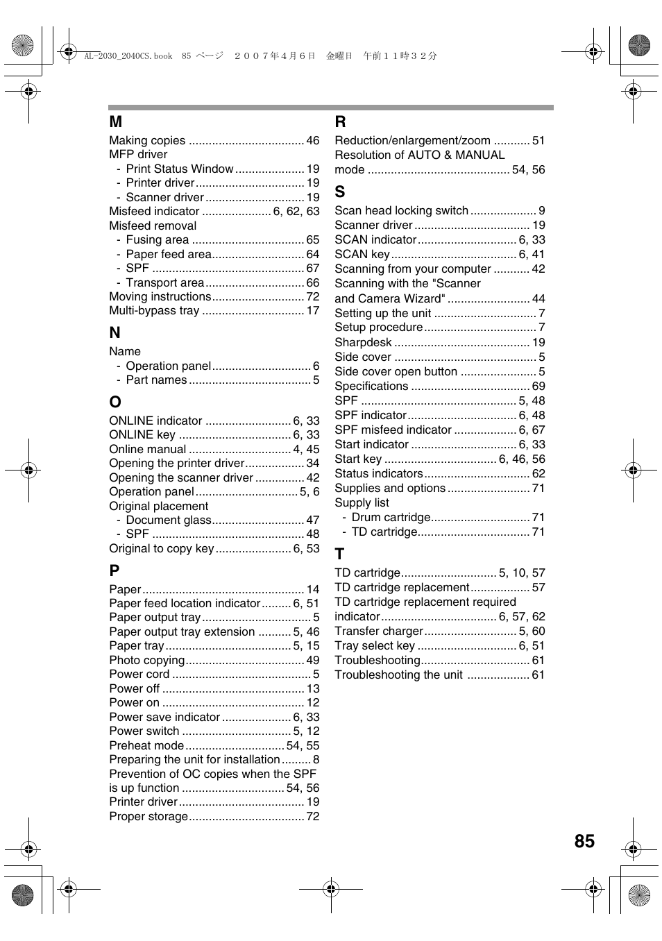 Sharp AL-2030 User Manual | Page 87 / 92