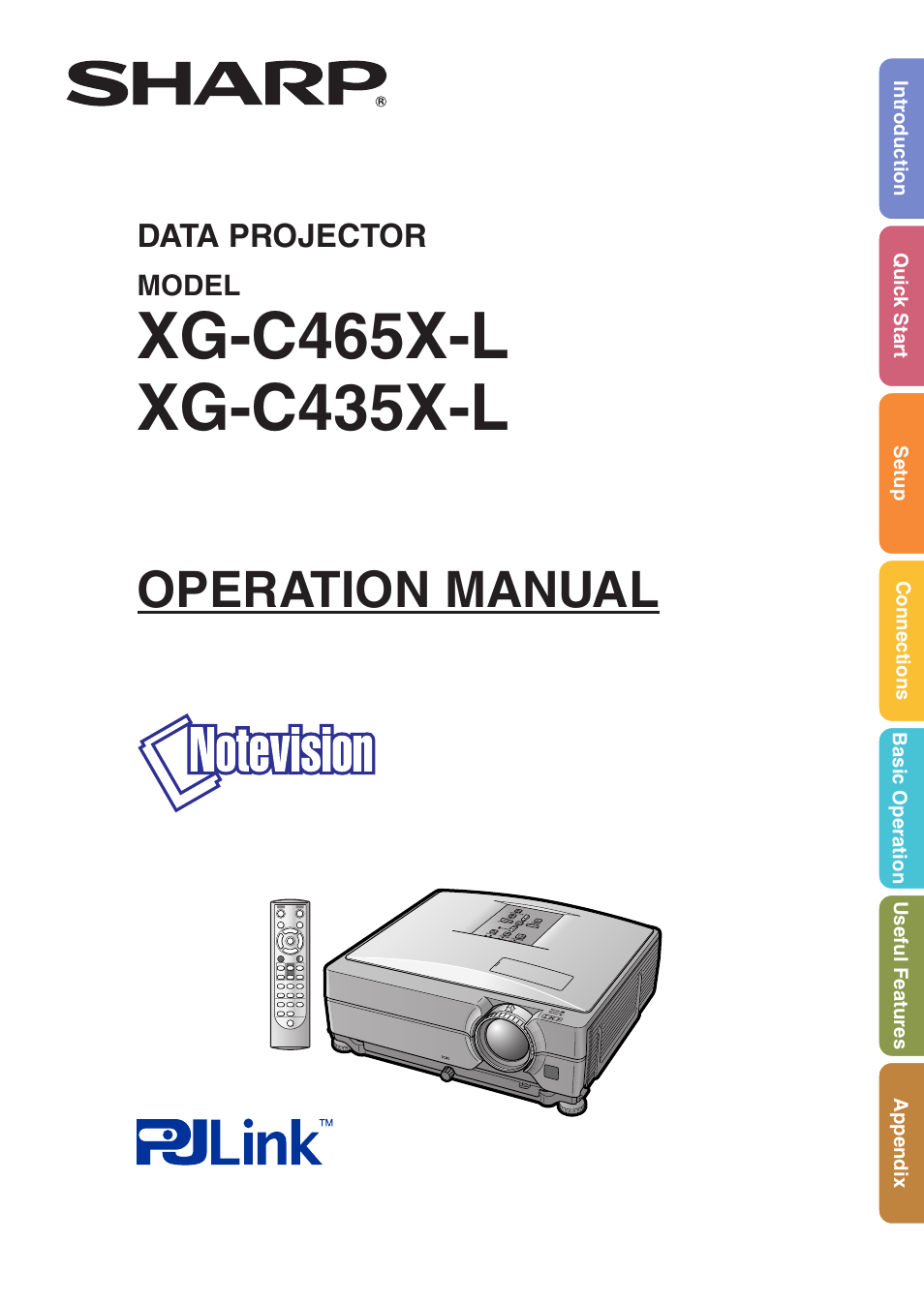 Sharp PJLINK XG-C435X-L User Manual | 73 pages