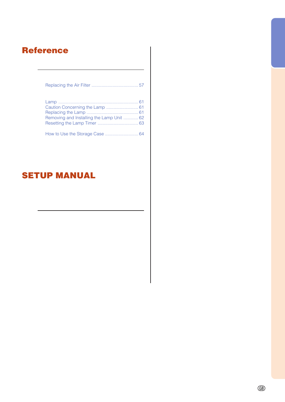 Reference appendix, Setup manual | Sharp PJLINK XG-C435X-L User Manual | Page 7 / 73