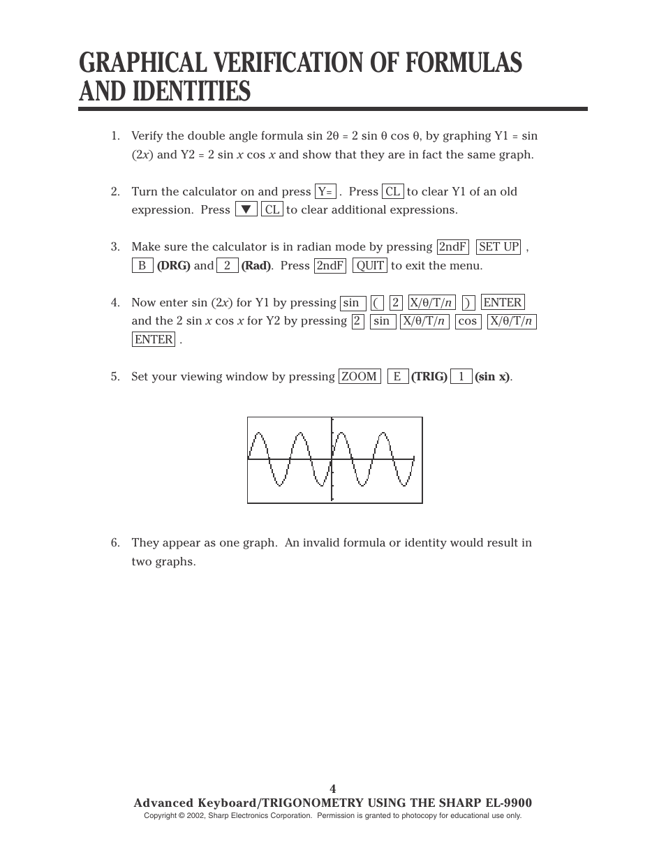 Graphical verification of formulas and identities | Sharp EL-9900 User Manual | Page 119 / 153